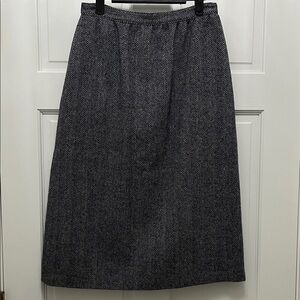 Vintage Jack Winter 100% Wool Blue & White Houndstooth Midi Skirt - Size Small